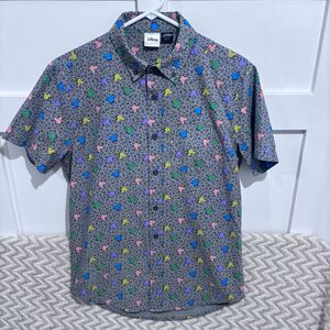 Vintage 90’s Disney Men’s Mickey Mouse Button Down Short Sleeve Camp Shirt Small